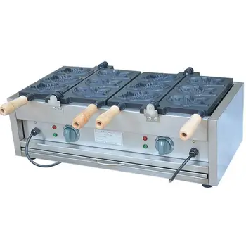

Free shipping 220V Electric 6 pcs fish Taiyaki maker machine with recipe fish waffle baker