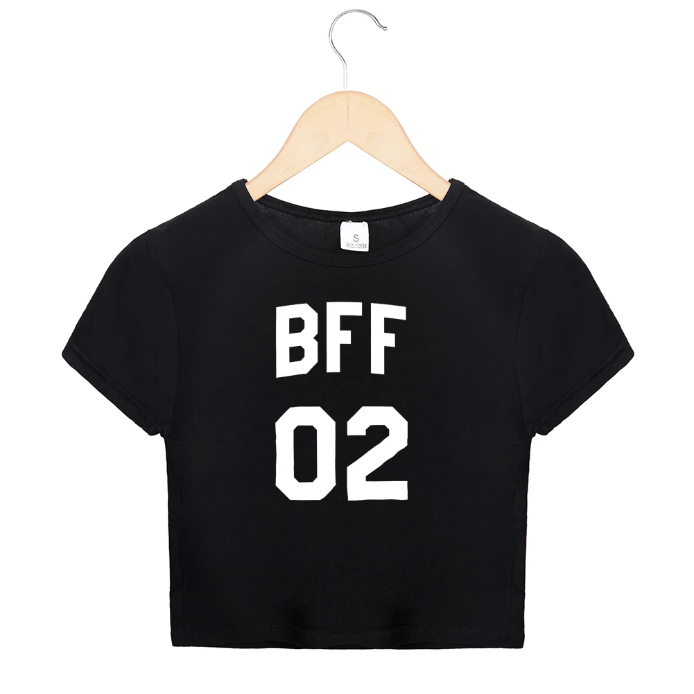 Подарок для BFF 01 02 рубашки девушки Bff женская футболка обрезанная Tumblr летняя