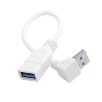 

10pcs/lot Cablecc 90 Degree Up Right Angled USB 3.0 A Male to Female Extension Cable White Color 20cm