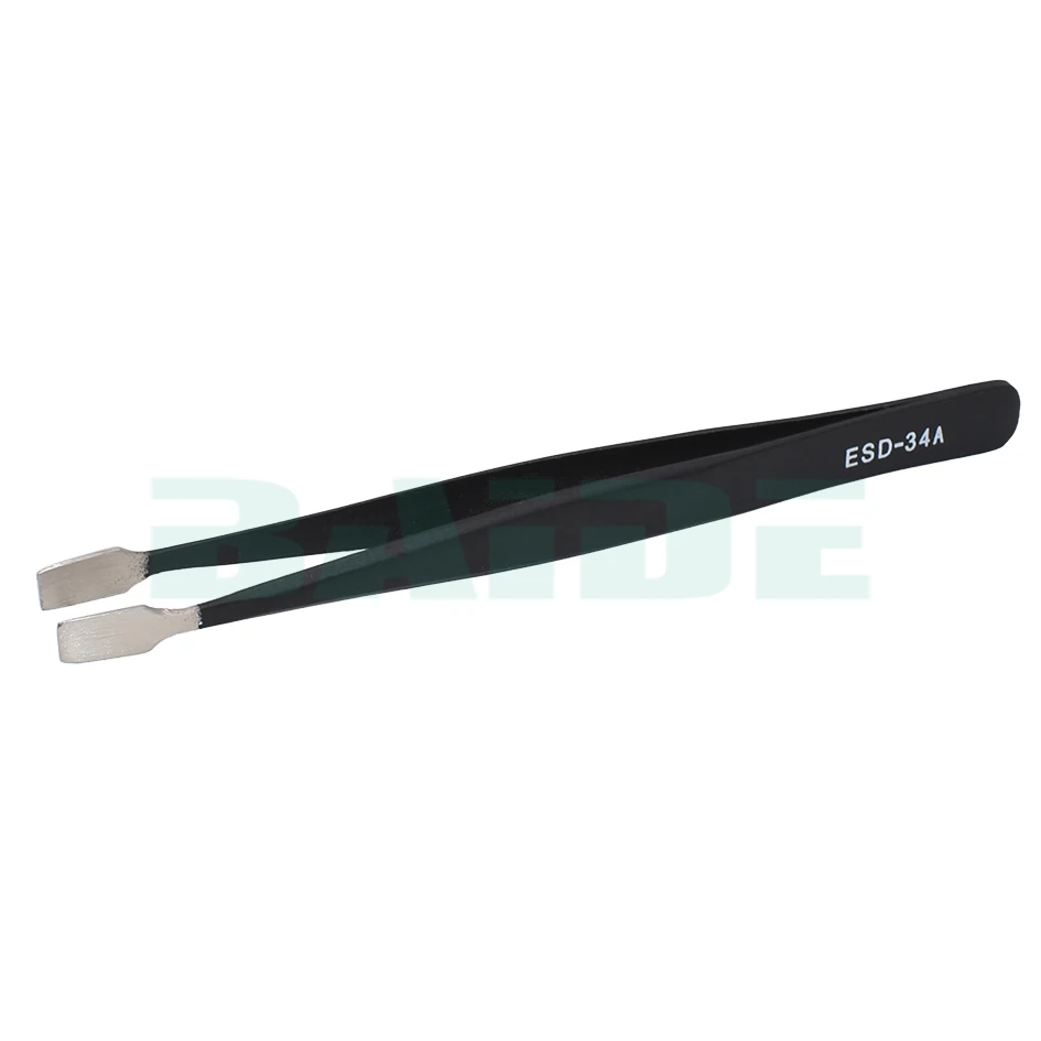 9pcs Black Tweezers With Oxford Bag Antistatic Stainless Steel Nipper ESD-10 11 12 13 14 15 16 17 ESD-34A for Phone Repair