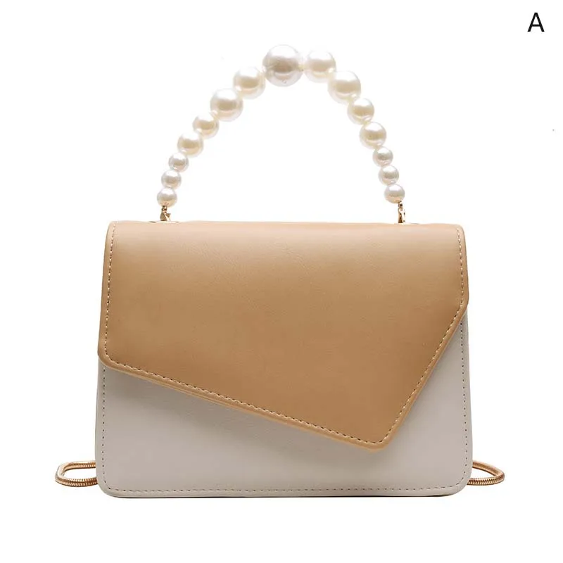Трендовая Маленькая женская сумка новая волна Корейская жемчужная маленькая квадратная сумка на цепочке кожаная сумка через плечо - Цвет: Khaki