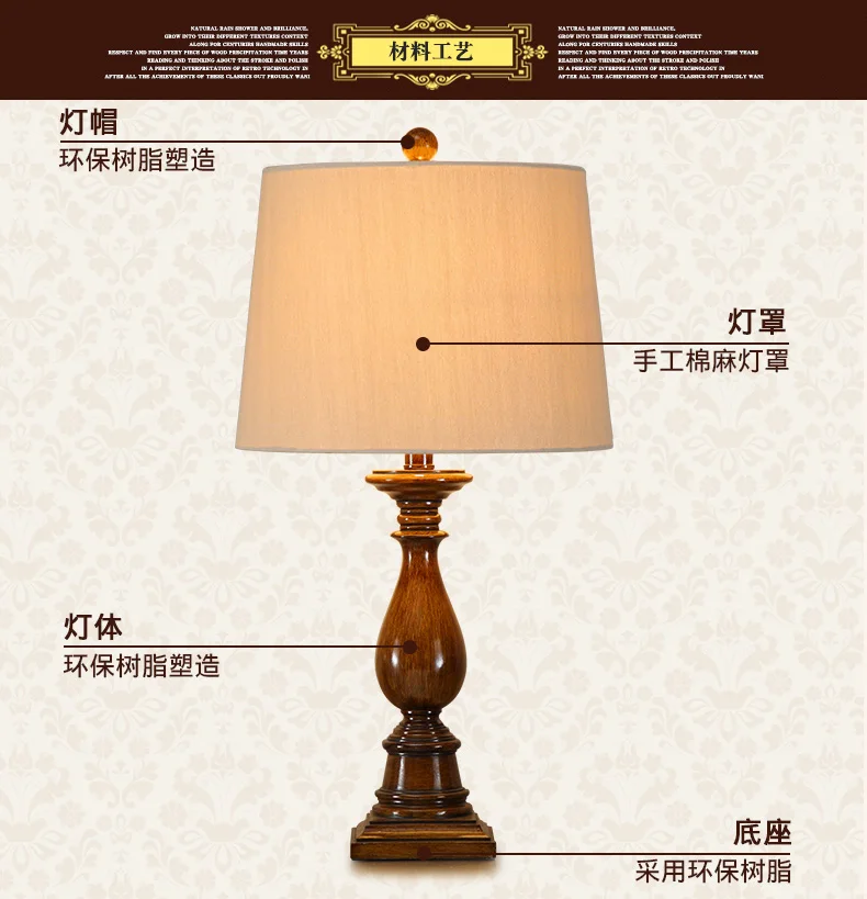 Qiseyuncai американская настольная лампа Ретро Простой прикроватной тумбочке лампы Теплый Романтический Свадебные спальня ночники NB0081