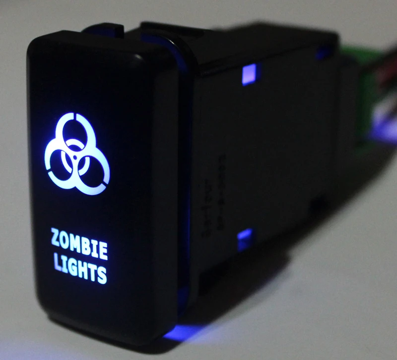 

Blue LED Car Push Button Switch Zombie Lights For Toyota Prado Landcruiser Hilux FJ Cruiser ON OFF Switch + Wire 12 Volt 3Amp