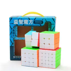 Zcube 4 Кубика, магический Нео, кубик-фишка, набор включает в себя 2x2 3x3x3 4x4x4 5x5x5 Stickeless Cube, игрушки для детей, Обучающие мозгу