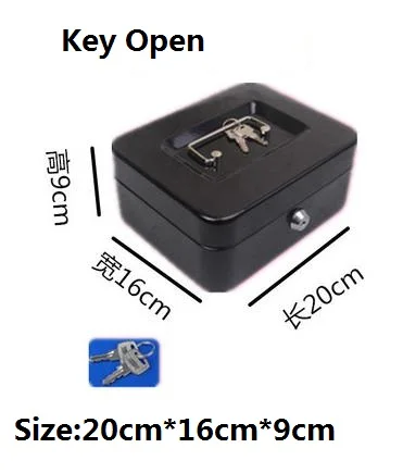 Ключ/пароль, стальные безопасные коробки для хранения, коробка для хранения, бумажная копилка, маленькая сменная копилка, коробки для документов с замком - Цвет: Black M Key