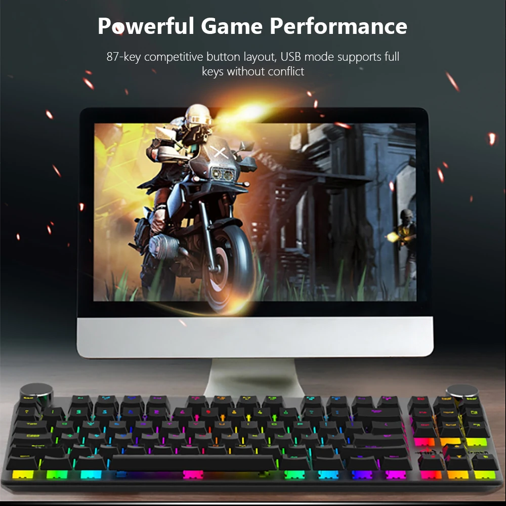 MAGIC-REFINER MK11 Механическая игровая клавиатура Проводная USB и беспроводная BT 3,0 RGB подсветка переключаемая 87 клавишная игровая клавиатура