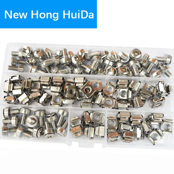 

50Set Cage Nuts Bolts Washers Metric Square Hole Hardware Server Rack Screw Mount Clip Nuts Assortment Kit Set M5 ;M6