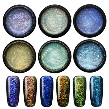 

5ml Chameleon Nail Gel Polish Galaxy Starry Gel Flakes Gel Varnish Sequins Soak Off UV Gel Nail Art Lacquer Manicure ZJJ3008