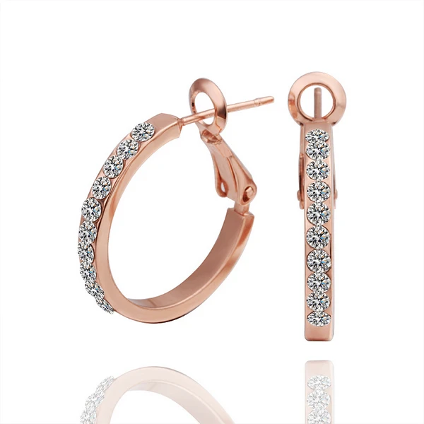 

2014 Rose Plated Hoop Earrings For Women Bijoux Statement Crystal Earring Jewelry Bijoux Brincos Grandes Earings Fashion E389