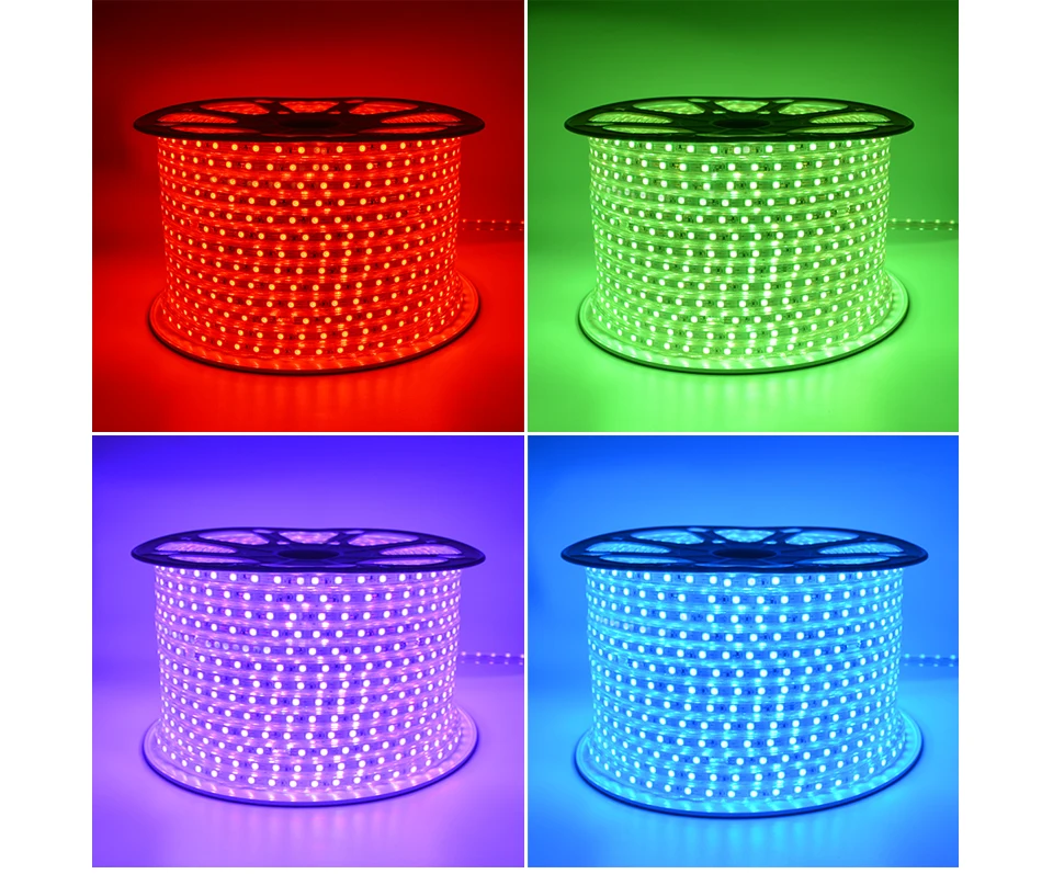 RGB гибкие лампы светодиодный свет шкафа 5050SMD AC220 60 Светодиодный s/m Водонепроницаемый наружная лента Сад домашний декоративный свет Система электроснабжения ЕС