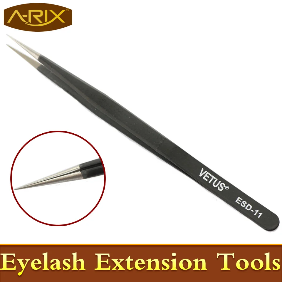 2 шт./лот нержавеющей eyelashtweezer VETUS ОУР Пинцет Антистатические Пинцет esd11 прямо и локон хорошее качество