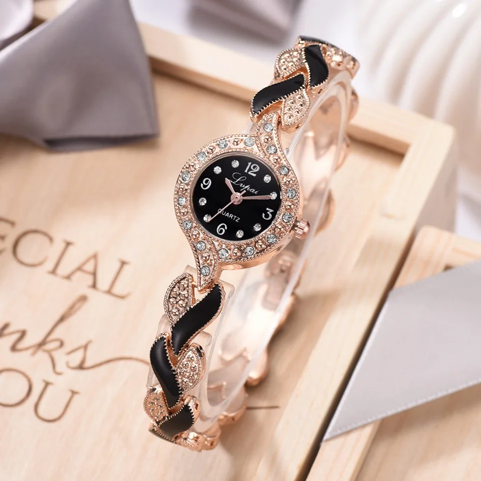 Lvpai-Relojes de pulsera de cristal para mujer, pulsera de lujo, de cuarzo, informal, a la moda, nueva marca - Imagen 2