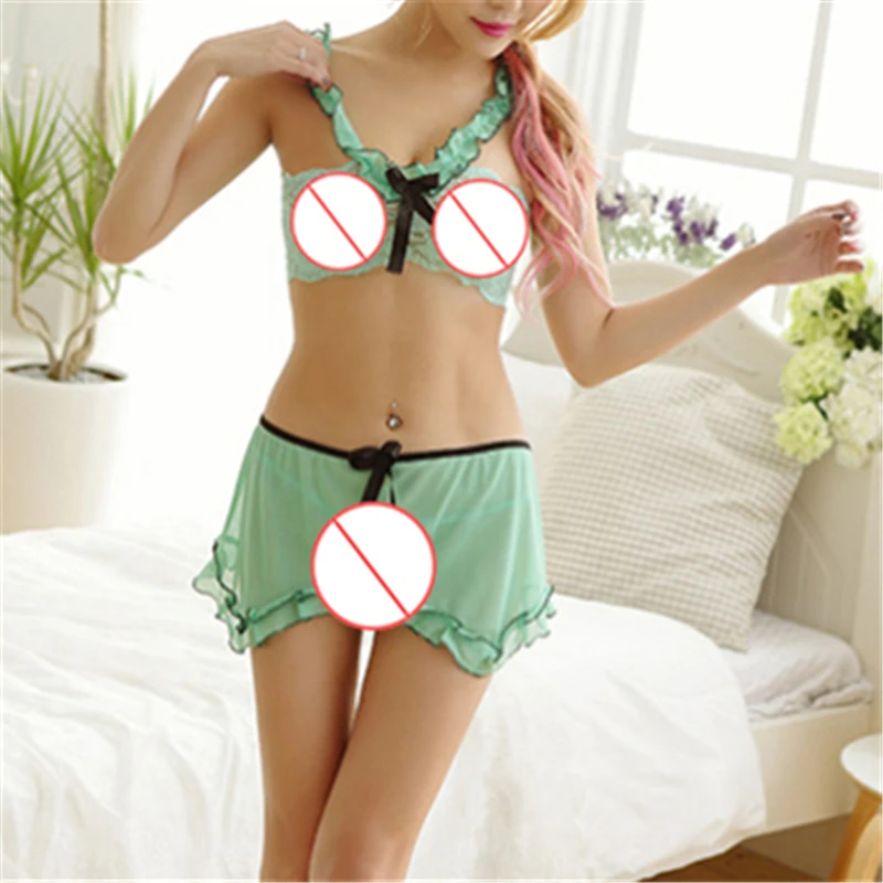 

Women See-through Intimate Lingerie Bralette Bra Set Underwear Panty Lace Embroidery Set Sexy Underwear