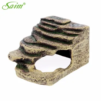 

6.5" Aquarium Decoration Simulated Rockery Acuarios Creative Artificial Ladder Type Cave Rocks Ornaments For Fish Tank Accessory