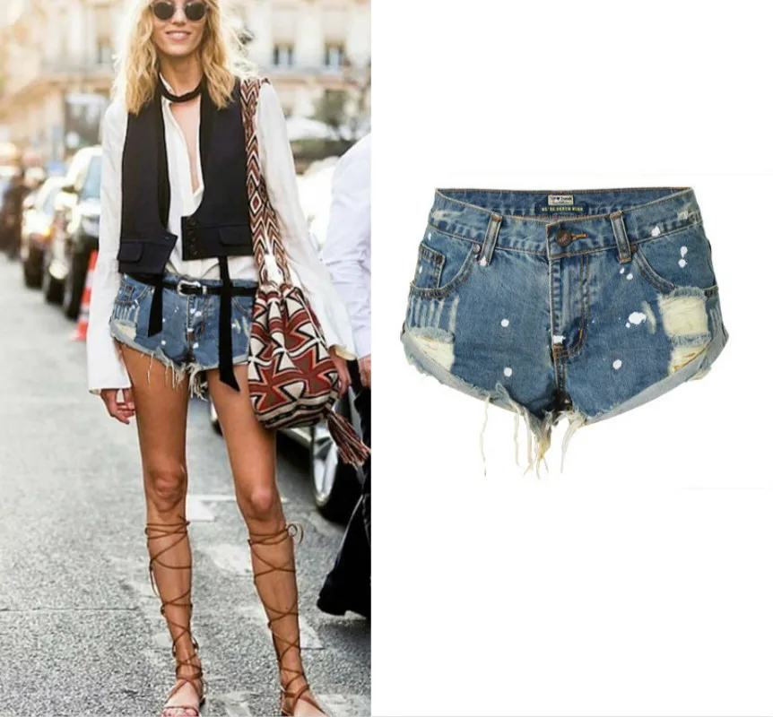 Короткие женские джинсы в стиле хип-хоп с крашеными точками, женские летние уличные короткие джинсы, женские короткие джинсы в стиле панк
