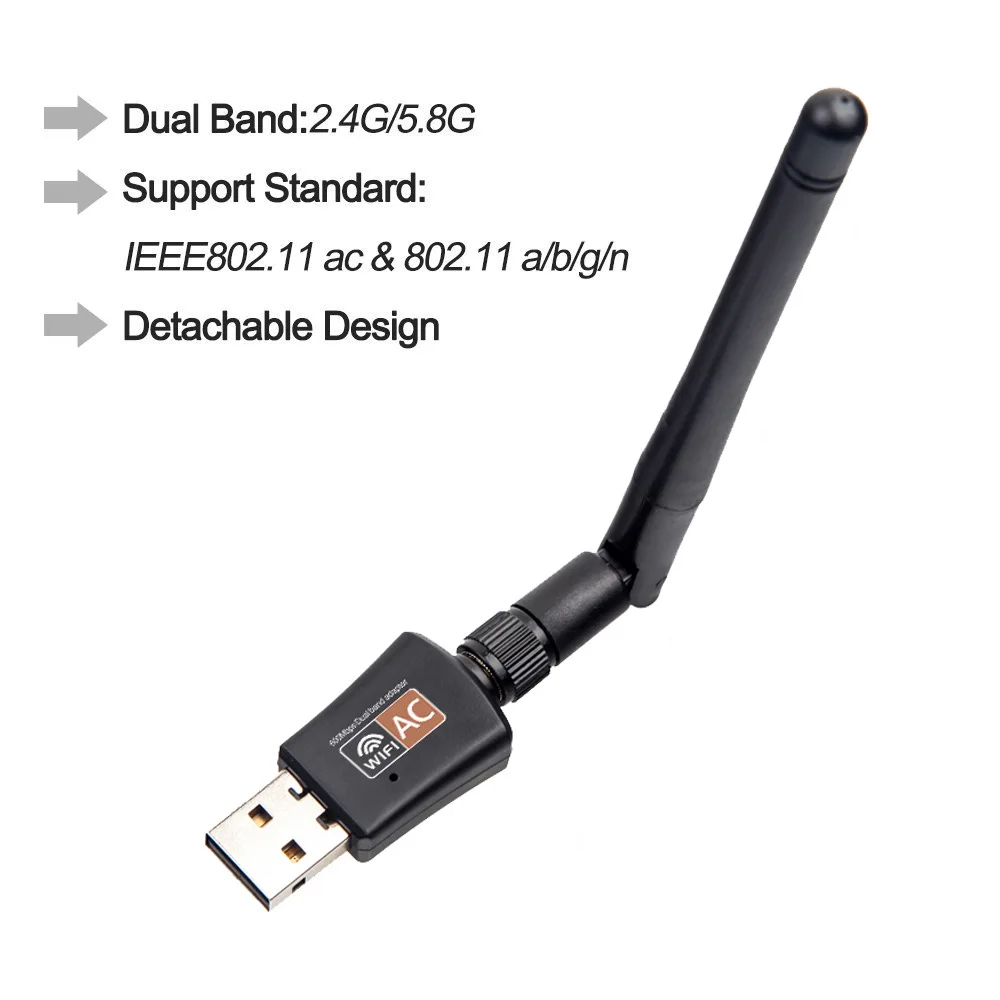 Dzlst сетевые карты Wi-Fi usb-адаптер Dual Band 600 Мбит/с 5/2. 4 ГГц LAN Антенна Dongle Wi-Fi для Win 7 8 10 Mac Vista Windows XP