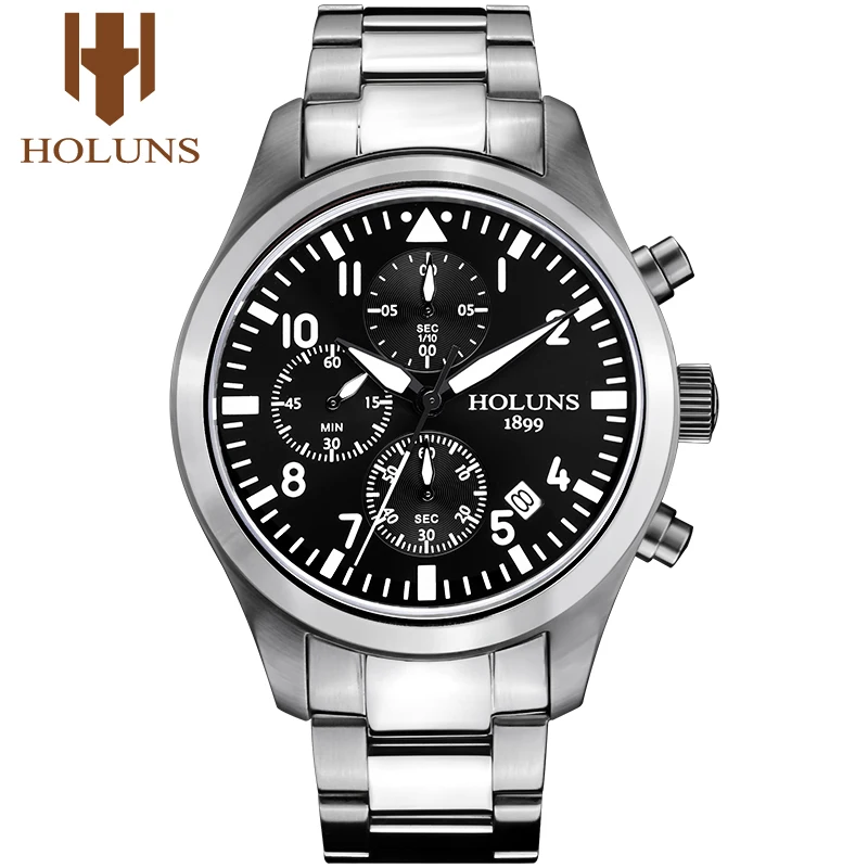 Часы Holuns для мужчин кварцевые спортивные из нержавеющей стали|clock brand|clocks maleclock men