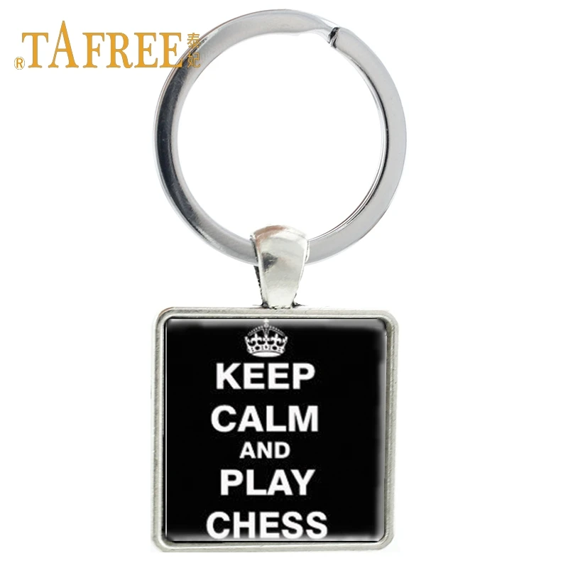 TAFREE винтажный брелок с рисунком из игры keep calm and play chess, автомобильный брелок для ключей для мужчин CH70 - Цвет: CH69