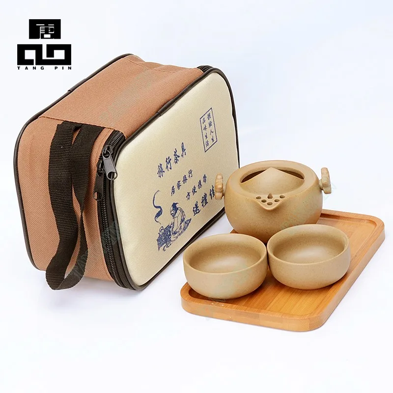 Drinkware Coffee Tea Sets,Chinese Kung Fu Tea Set,Ceramic TeaPot Tea Cup,Portable Travel Tea Set with Travel Bag,Gaiwan Teaware (6)