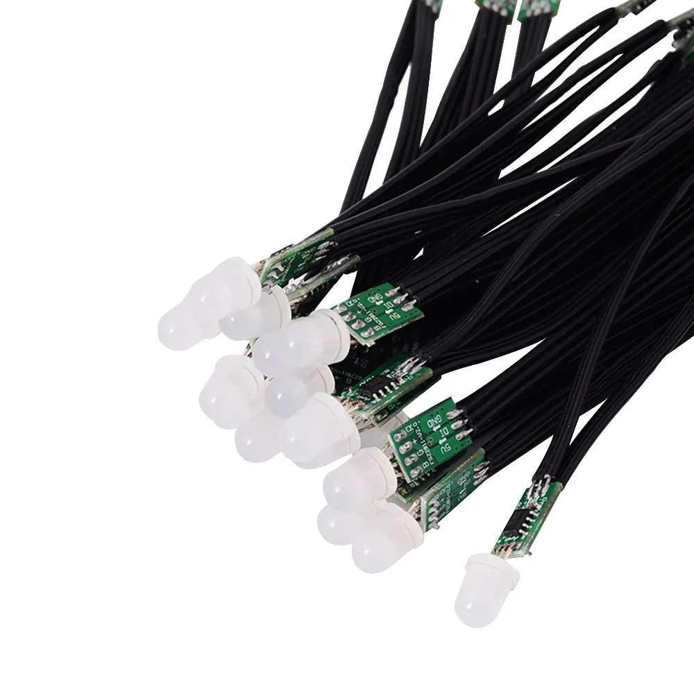 50pcs/string 9mm WS2811 Digital Led pixel Module 2811 IC RGB Black/Green/White/RGB wire Addressable no waterproof ip30 DC5v led modules led module