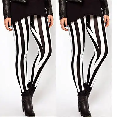 Женские легинсы в черно белую полоску Стрейчевые длинные полоску|leggings trousers|long