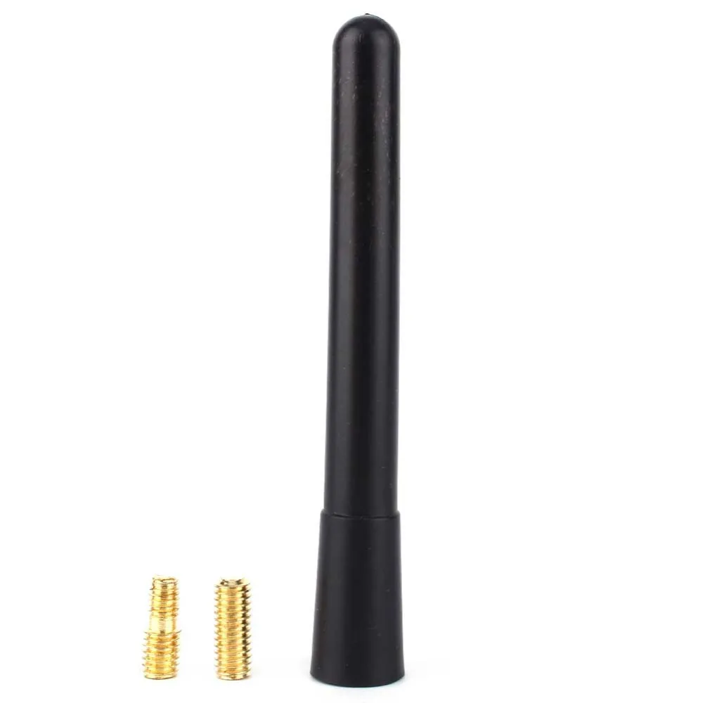 Screw Alloy Black//Sivler Car Auto Short Stubby Antenna Aerial AM//FM Radio Mast