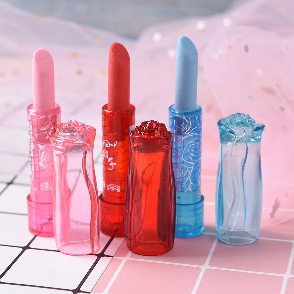 

1Pcs 9cm*3cm Cute Lipstick Eraser Students Eraser Rubber Stationery Kid Gift Toy Color Random
