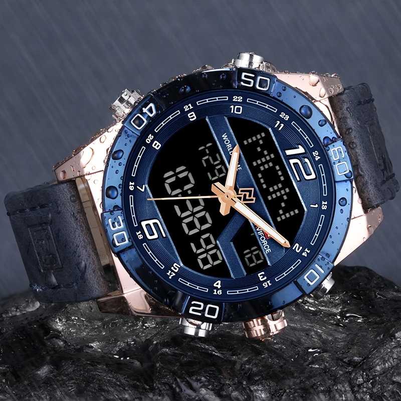 NAVIFORCE Luxury Brand Men Fashion Sports Watches Men's Waterproof Quartz Date Clock Man Leather Army Military Wrist Watch 
