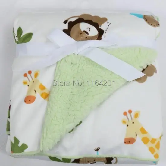 Baby blankets newborn Polyester baby boy fleece blanket green Animal