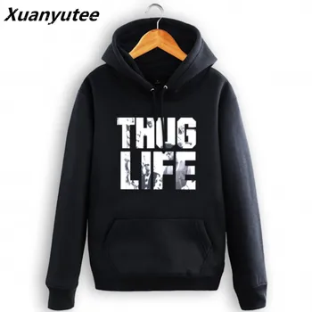 

Rock Roll Band Thug Life Men women winter fur coat cotton Hoodie 2pac Hooded pullover fleece thick sweatshirts sportwear top 3XL