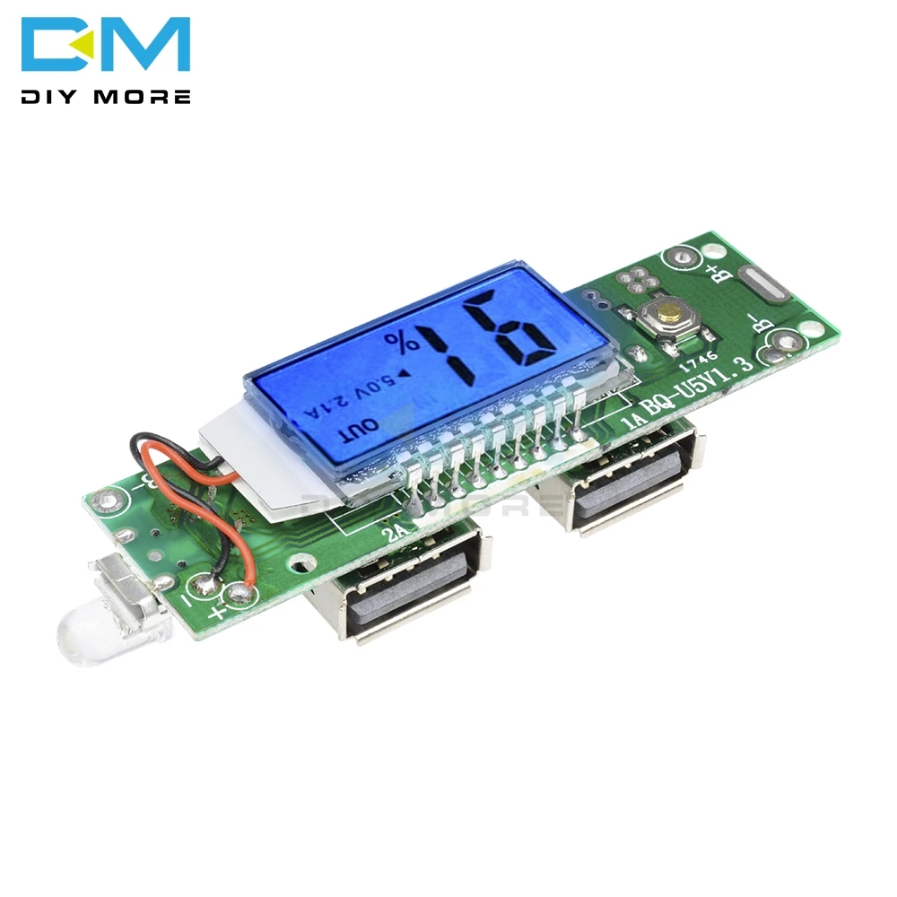 

Double Dual USB Mobile Power Bank Charger Module Digital LCD Display 18650 Lithium Battery Charging Board For Phone 5V 1A 2A