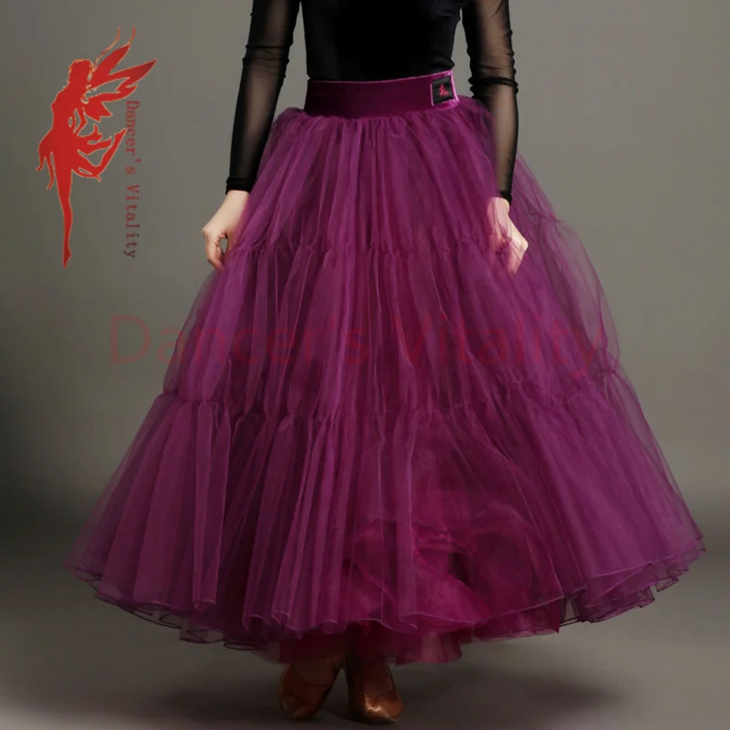 

New Ballroom dance costumes senior mesh long ballroom dance skirt for women ballroom dance competition skirt