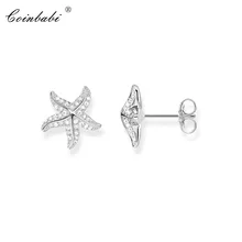 Серьги-гвоздики, морская звезда, модный подарок для женщин, Ts, высокое качество, серьги в стиле Томаса, 925 пробы, серебро, цирконий, модное ювелирное изделие