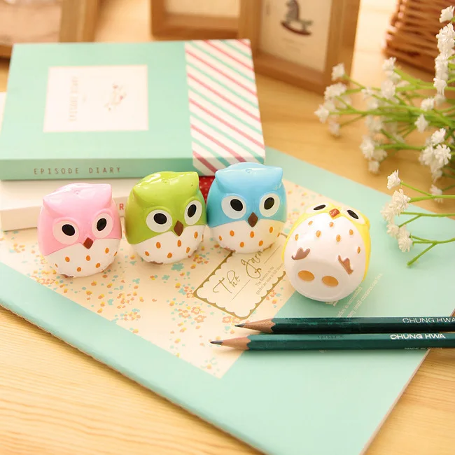 

1 Pc Kawaii Owl sharpener cutter blades promotional Pencil sharpener with two holes Gift Stationery Office School Supplies