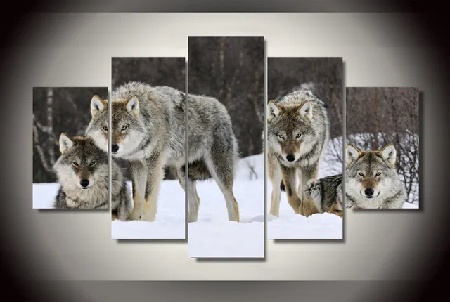 Wolf Wall Art aliexpress : buy free shipping 5 panel large hd printed oil Wolf Wall Art aliexpress : buy free shipping 5 panel large hd printed oil