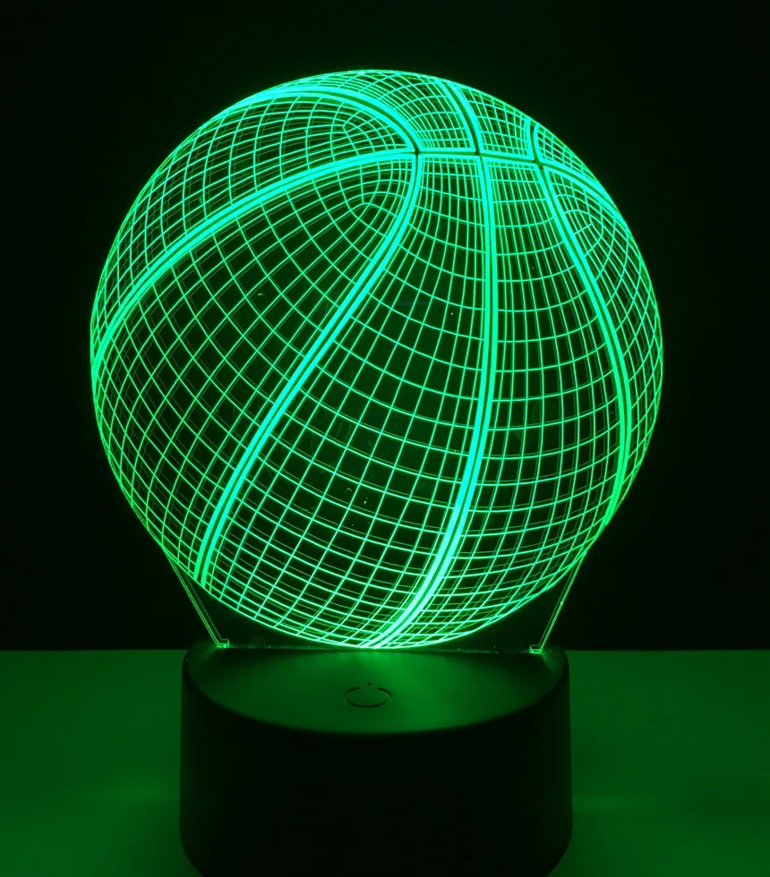 3D светодиодный Ночной светильник, баскетбольная фигурка, 7 цветов, сменная сенсорная Оптическая иллюзия, настольная лампа для украшения дома