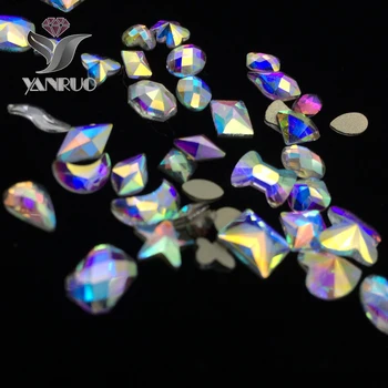 

YANRUO Mix Crystal AB Glitter Crystal 3d DIY Nail Art Flat Back Rhinestones For Nails Decorations Fancy AB Rhinestones