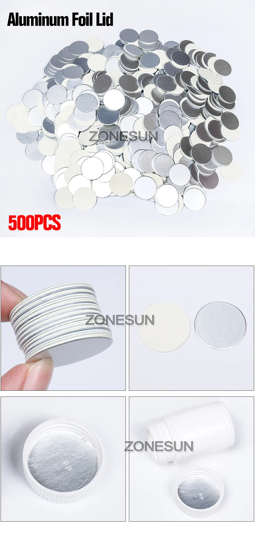 ZONESUN Индукционная прокладка из алюминиевой фольги, составное уплотнительное кольцо, уплотнительная прокладка для стеклянной бутылки, уплотнительная прокладка для пластиковых бутылок