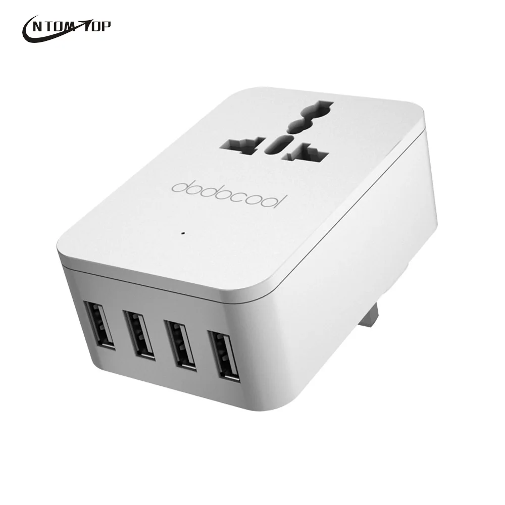 Cheap Dodocool 20W 4A Smart 4 USB 1 AC Outlet Ports Quick Wall Charger