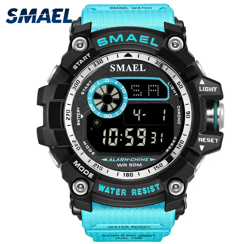 SMAEL, цифровые часы, мужские спортивные часы с большим циферблатом, для бега, 50 м, водонепроницаемые, светодиодный, цифровые часы, светильник 8010, мужские цифровые часы, спортивные