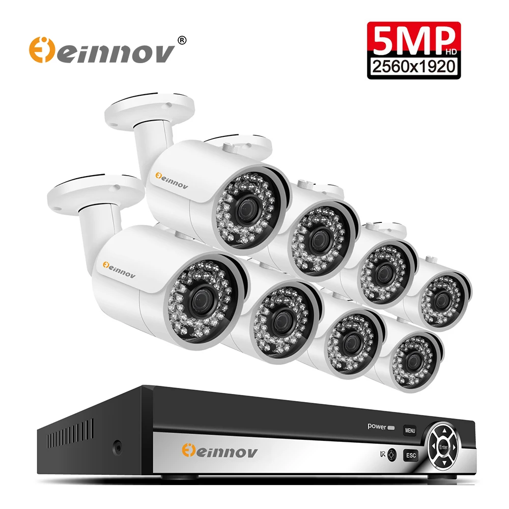 

Einnov 5MP AHD CCTV System HDMI 8CH DVR 5.0MP 2560*1920 Outdoor Weatherproof CCTV Camera Home Security System Surveillance Kit