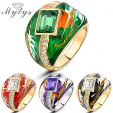 Mytys модное цветное кольцо 4 цвета Зеленый Черный Красный Эмаль кольцо для женщин R194 R199 R944 R949
