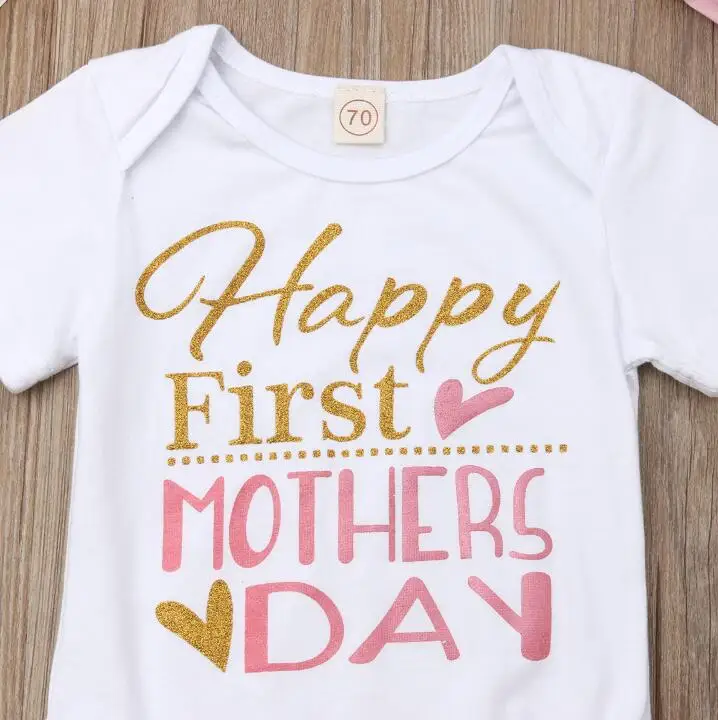 Эксклюзивная Одежда для девочек топ новорожденных с надписью Happy First Father's/Mother Day