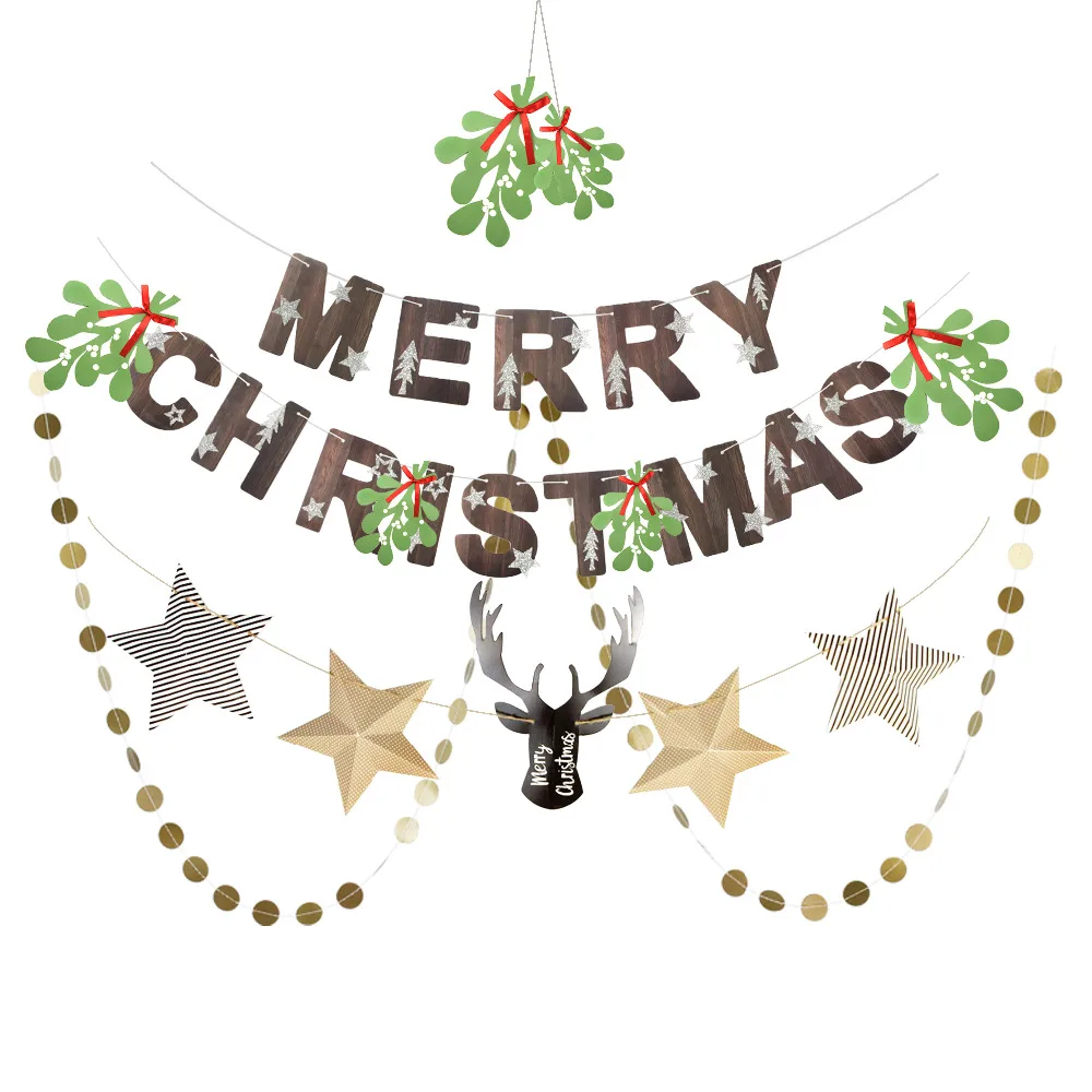 Pack of 4 Christmas Paper Decoration Kit Mistletoe...