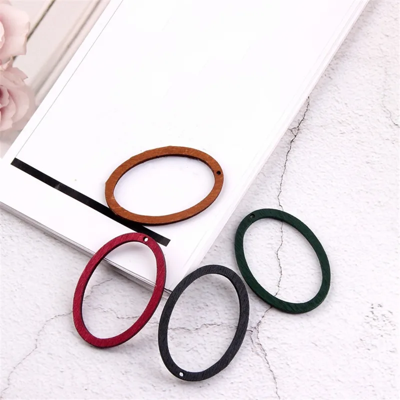 

20pcs Oval Wooden Crafts Earrings Making Wood Spacers Pendants Charms Handmade DIY Hair Accessories Jewelry Findings Wholesale