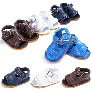 

Fashion summer shoes boys first walker rubber sole baby soft non-slip solid color cross straps children's shoes