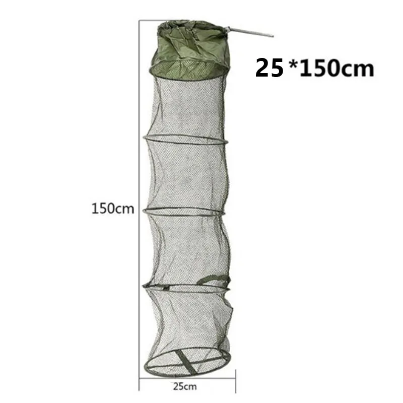 1,2-2 м Fish для сетчатой клетки для Краб Омар креветки и т. д дополнительный рыболовные снасти Уход Зеленый Нейлон Creel 5 слоев Складная - Цвет: 1 5m