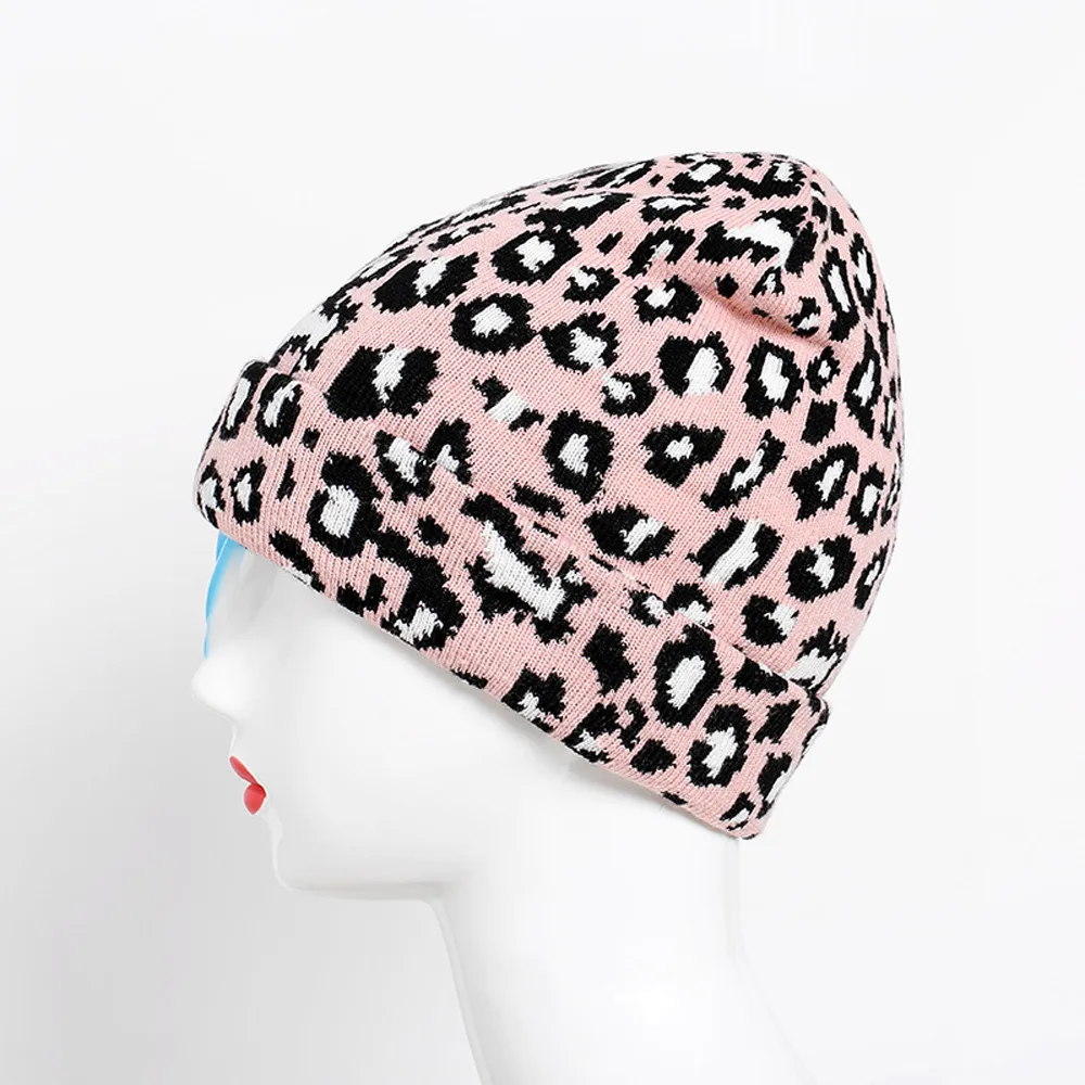 Шапки для взрослых женщин и мужчин зимняя леопардовая вязаная крючком шапка вязаная крючком теплая шапка хип-хоп Mujer Invierno# YJP