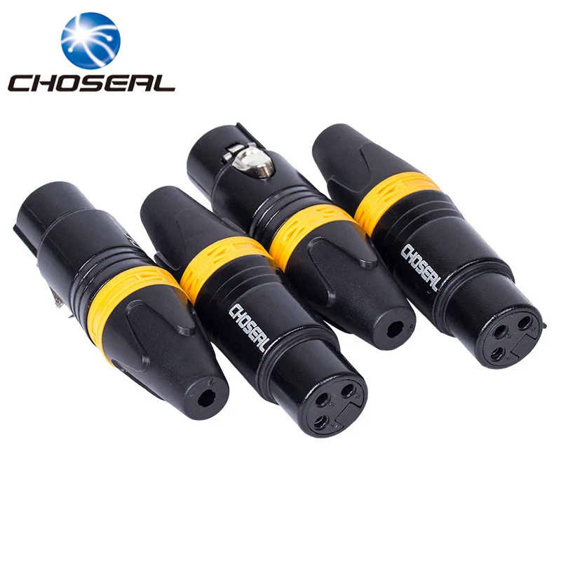 

Choseal QD2002B XLR Female 3 Pin Audio Microphone Cable Connector 4Pcs DIY Solder Type Metal Material Audio Signal Plug