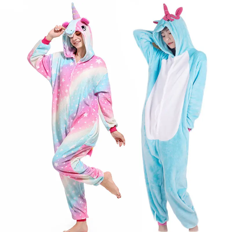 

Girl Flannel Kigurumi Onesies Pajamas Women Animal Stich Sleepwear Nightwear Adult Hooded Cartoon Pijama Unicornio Home Clothing